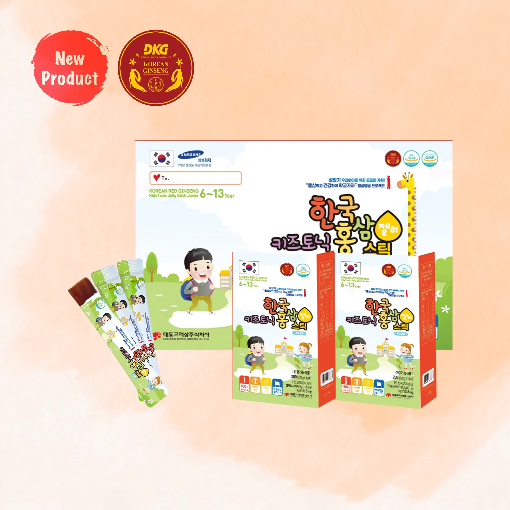 Hồng sâm trẻ em 6-13 tuổi Jelly DKG (thạch stick) Hồng sâm trẻ em 6-13 tuổi Jelly DKG (thạch stick)