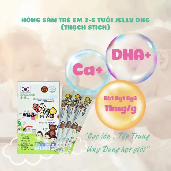 Hồng sâm trẻ em 2-5 tuổi Jelly DKG (thạch stick)