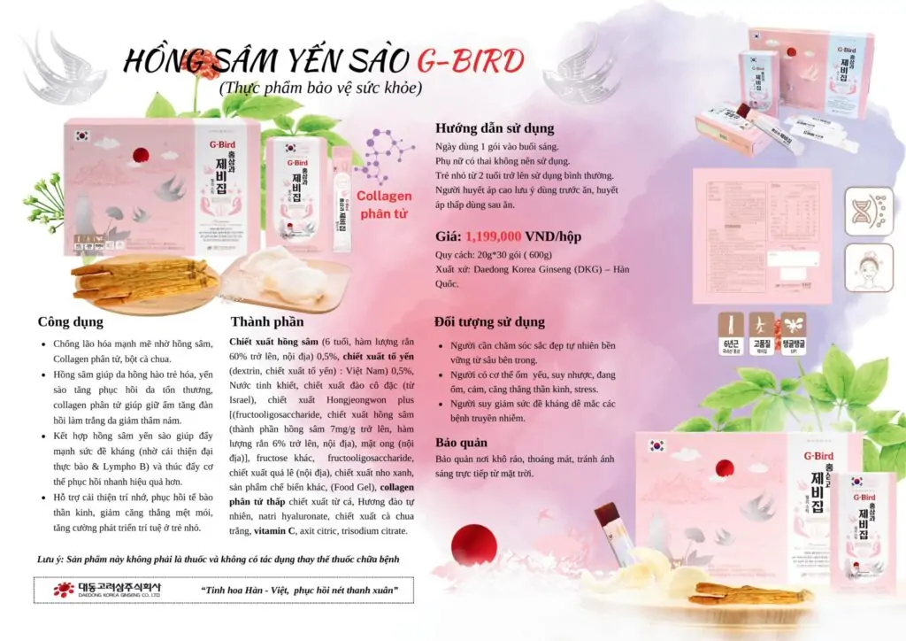 Hồng sâm yến sào G-Bird Catalogue