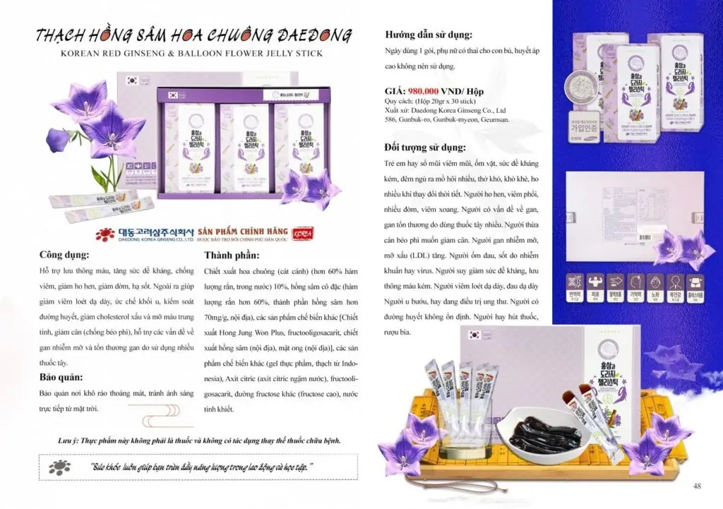 Thạch hồng sâm cát cánh (hoa chuông) cho bé sức khỏe mỗi ngày